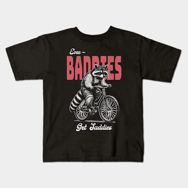 Even Baddies Get Saddies Raccoon Meme Kids T-Shirt by Visual Vibes